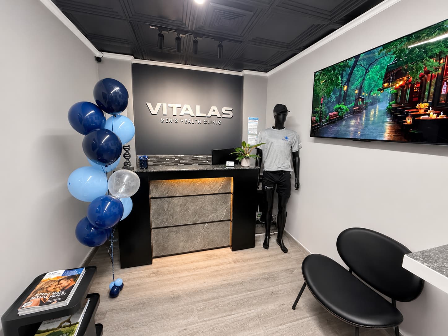 Vitalas modern men's health clinic reception